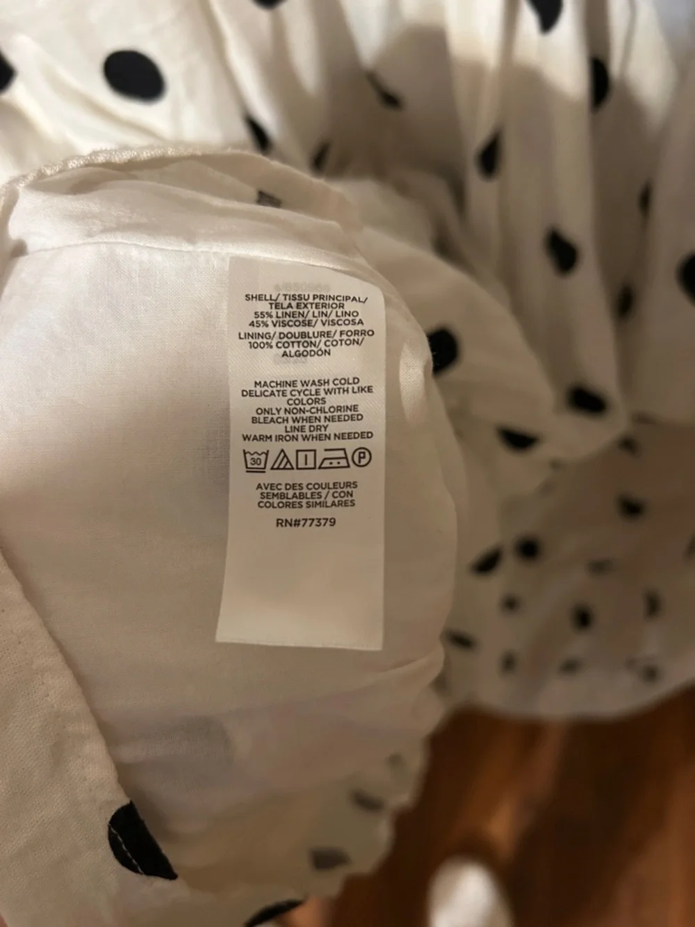 Ann Taylor White Linen Midi Dress with Black Polka Dots and Belt - Picture 5 of 5